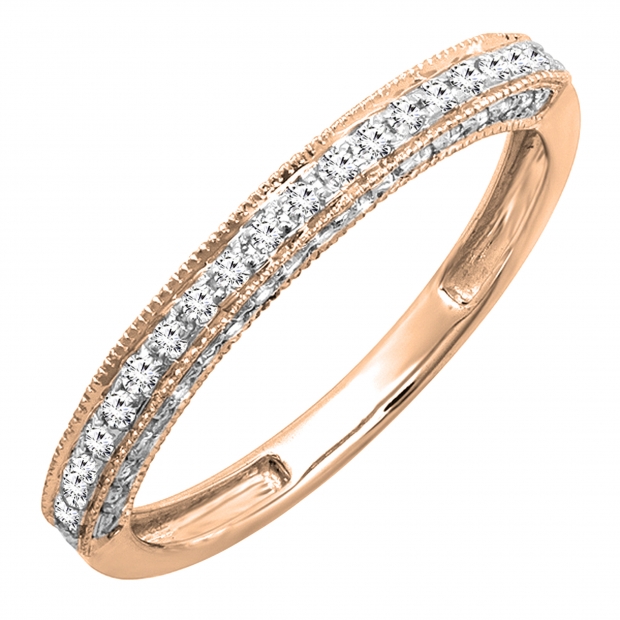 0.40 Carat (ctw) 10K Rose Gold Round Diamond Ladies Anniversary Wedding Band Enhancer Guard Ring