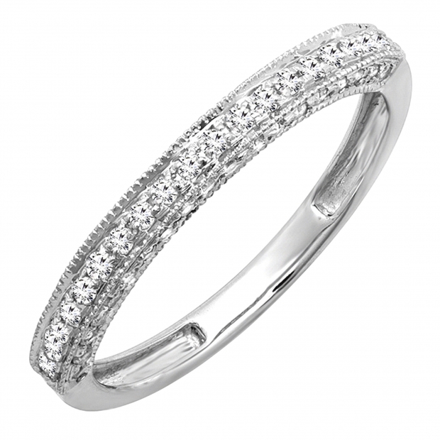 0.40 Carat (ctw) 14k White Gold Round Diamond Ladies Anniversary Wedding Band Enhancer Guard Ring