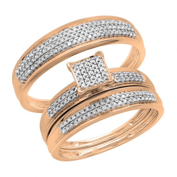 0.50 Carat (ctw) 10k Rose Gold Round Diamond Men