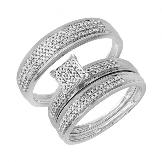 0.10 Carat (ctw) 10K White Gold White & Black Round Diamond Micro Pave Setting Kite Shape Stud Earrings 1/10 CT