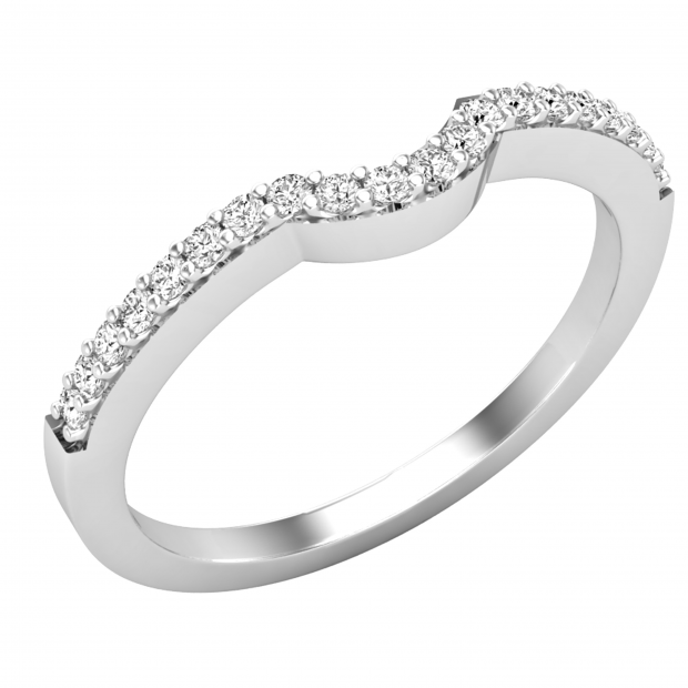 0.15 Carat (ctw) Round Diamond Ladies Contour Guard Stackable Wedding Band 925 Sterling Silver