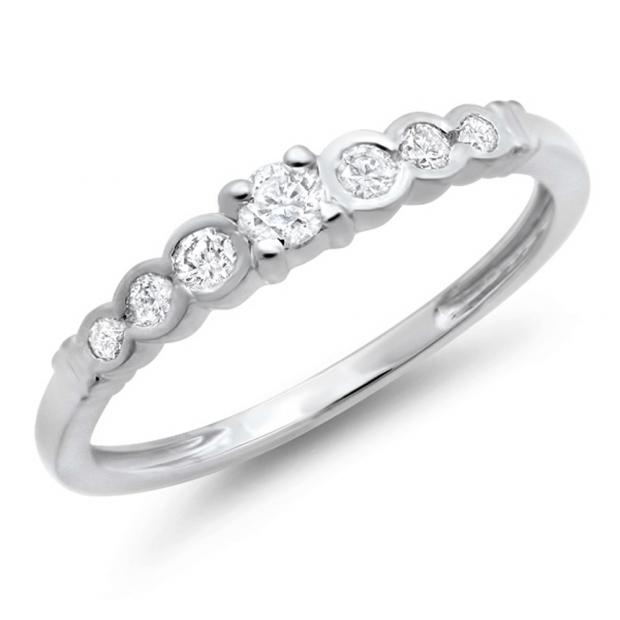 0.25 Carat (ctw) 14K White Gold Round White Diamond Anniversary Wedding Band Stackable Ring 1/4 CT