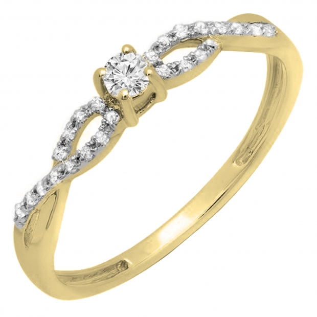 0.20 Carat (ctw) Round White Diamond Split Shank Bridal Engagement Ring 18K Yellow Gold