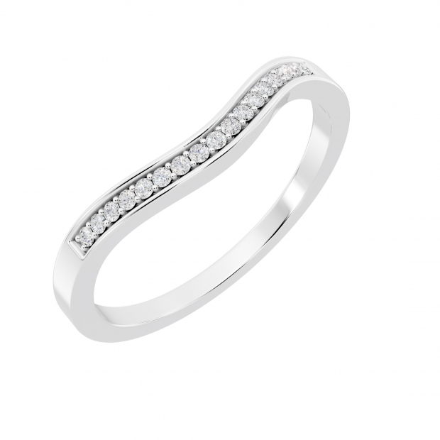 0.10 Carat (ctw) Sterling Silver Round Diamond Ladies Anniversary Wedding Band Guard Ring 1/10 CT