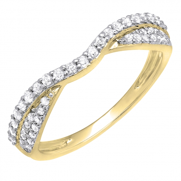0.32 Carat (ctw) 14k Yellow Gold Round Diamond Ladies Bridal Anniversary Wedding Stackable Band 1/3 CT