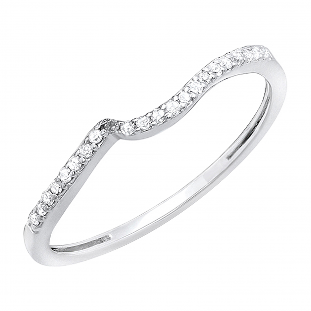 0.09 Carat (ctw) Round White Diamond Swirl Contour Wedding Band | 18K White Gold