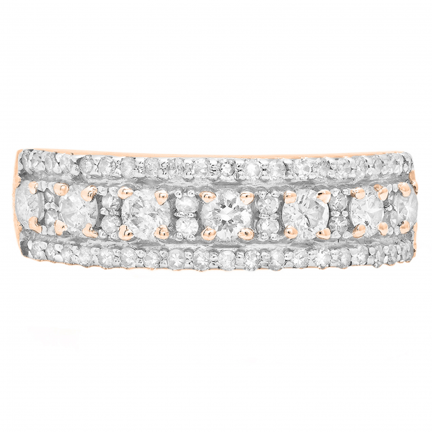 0.75 Carat (ctw) 14k Rose Gold Round Diamond Ladies Anniversary Wedding Band Ring 3/4 CT