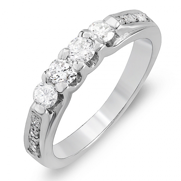 0.50 Carat (ctw) 14k White Gold Round Diamond Ladies Anniversary Wedding Band Stackable Ring