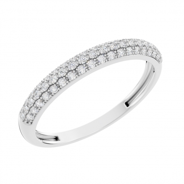 0.25 Carat (ctw) 18K White Gold Round Diamond Ladies Pave Anniversary Wedding Band Stackable Ring 1/4 CT