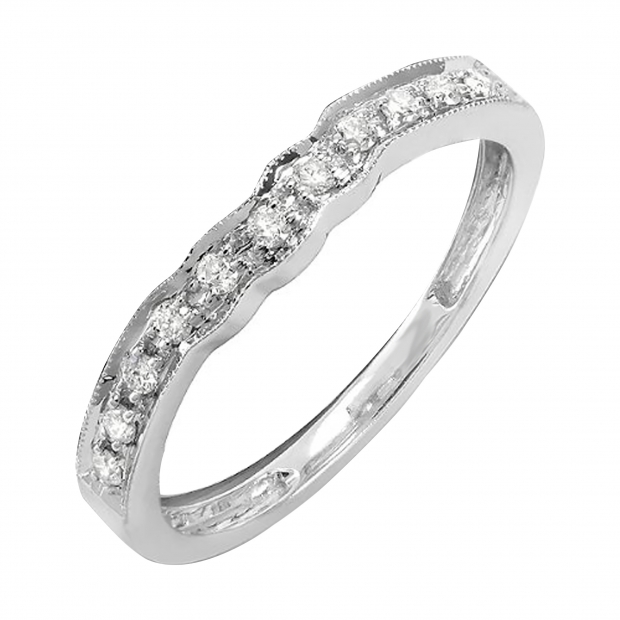 14k White Gold Wedding Band
