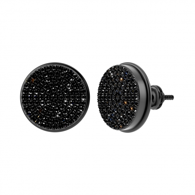 0.40 Carat (ctw) 14K White Gold Real Black Diamond Micro Pave Hip Hop Mens Stud Earrings