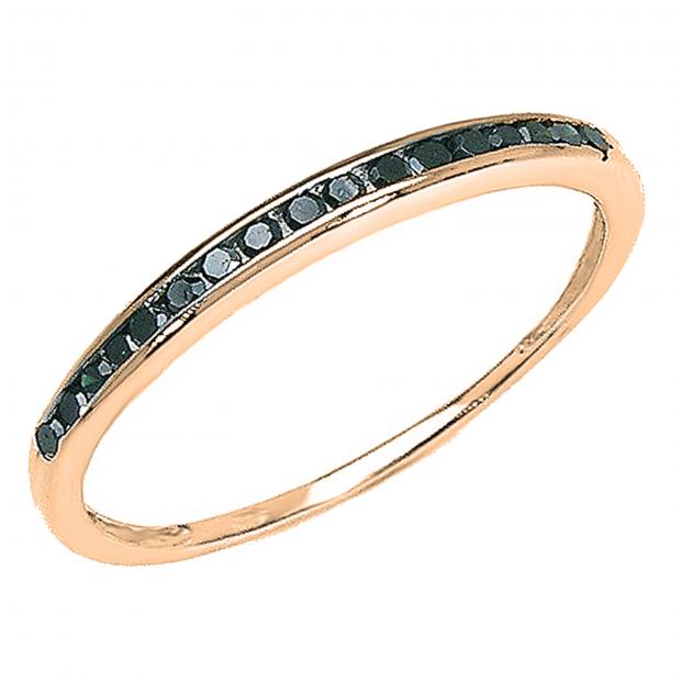 0.25 Carat (ctw) Round Black Diamond Wedding Stackable Band 1/4 CT 14K Rose Gold