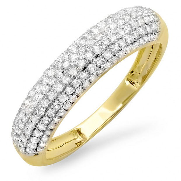 0.50 Carat (ctw) 14k Yellow Gold Round White Diamond Ladies Anniversary Wedding Band 1/2 CT