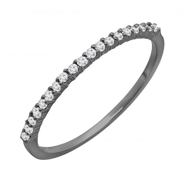 0.15 Carat (ctw) Black Rhodium Plated 10k White Gold Round Diamond Ladies Anniversary Wedding Band Stackable Ring