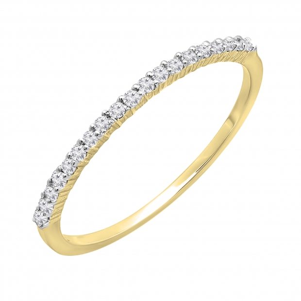 0.15 Carat (ctw) 18K Yellow Gold Round Diamond Ladies Anniversary Wedding Band Stackable Ring