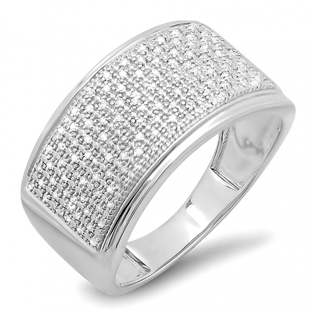 0.33 Carat (ctw) Sterling Silver Round Cut Diamond Men