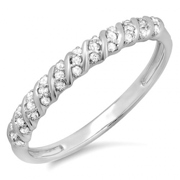 0.15 Carat (ctw) 14k White Gold Round Diamond Ladies Anniversary Wedding Band Stackable Ring