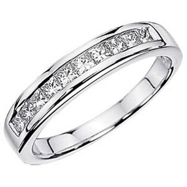 IGI CERTIFIED 0.73 Carat (ctw) 14K White Gold Princess Cut Diamond Ladies Stackable Anniversary Wedding Band 3/4 CT