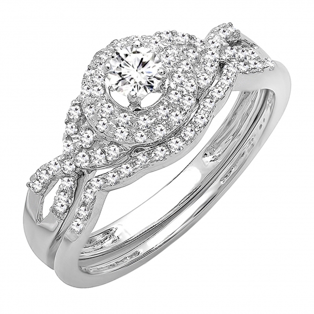 0.08 Carat (ctw) 10K White Gold Round Cut White Diamond Ladies Anniversary Wedding Stackable Band Contour Guard Ring