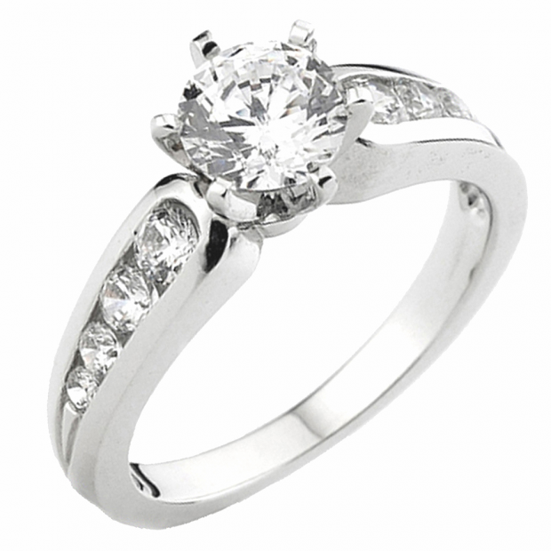 0.60 Carat (ctw) 14k White Gold Round Diamond Ladies Bridal Engagement Ring