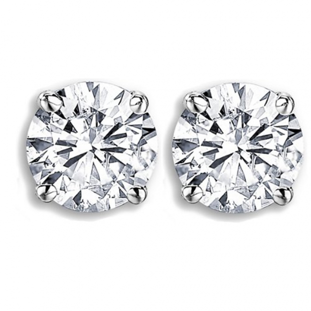 IGI Certified 0.98 Carat (ctw) 14K White Gold Round Cut White Diamond Ladies Stud Earrings 1 CT