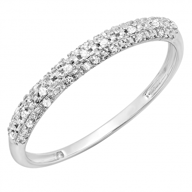 0.10 Carat (ctw) 14k White Gold Round Diamond Ladies Anniversary Wedding Band Stackable Ring 1/10 CT