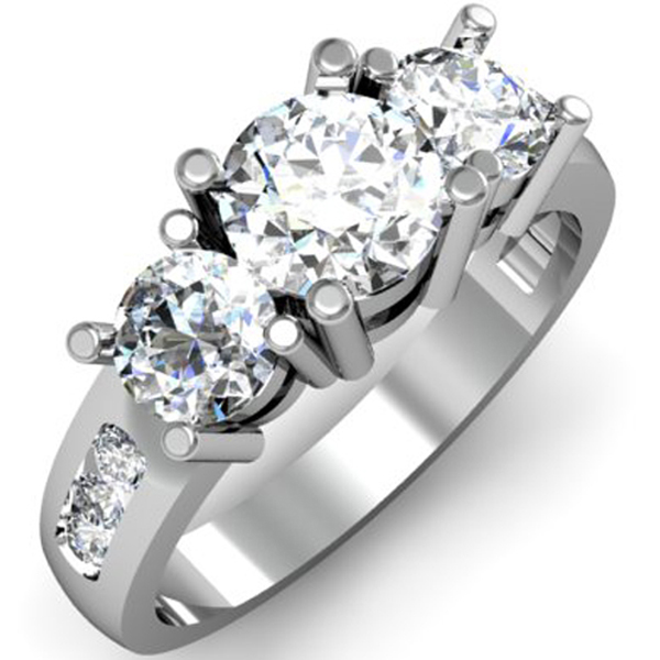 2.00 Carat (ctw) 14K White Gold Round Diamond Ladies 3 Stone Engagement Bridal Ring 2 CT