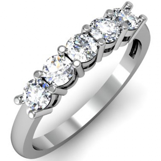0.75 Carat (ctw) 14K White Gold Round White Diamond Ladies 5 Stone Bridal Wedding Band Anniversary Ring 3/4 CT