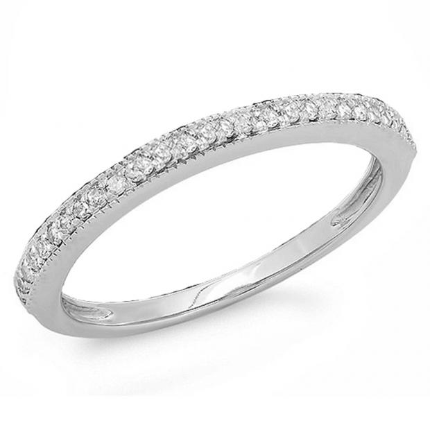 0.15 Carat (ctw) 14K White Gold Round Diamond Ladies Anniversary Wedding Band Stackable Ring