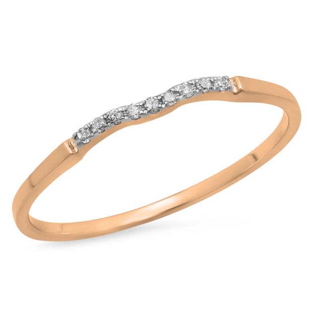 0.05 Carat (ctw) 10K Rose Gold Round White Diamond Ladies Bridal Anniversary Ring Wedding Guard Band