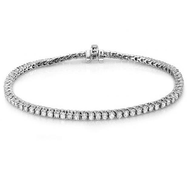3.00 Carat (ctw) 18K White Gold Round Cut Real Diamond Ladies Tennis Bracelet 3 CT
