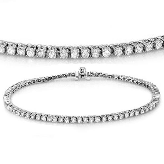 1.50 Carat (ctw) 14K White Gold Round Cut Real Diamond Ladies Tennis Bracelet 1 1/2 CT