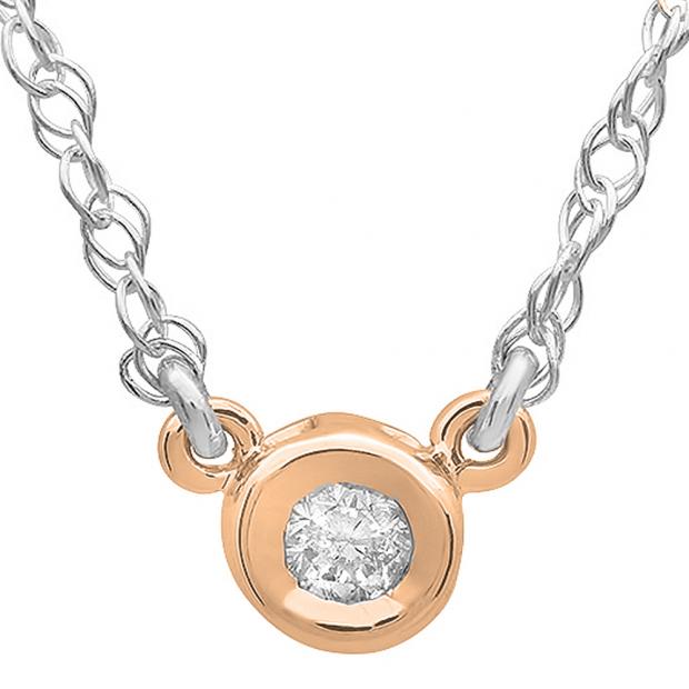 0.33 Carat (ctw) 14K Rose Gold Round Diamond Ladies Bezel Set Solitaire Pendant 1/3 CT