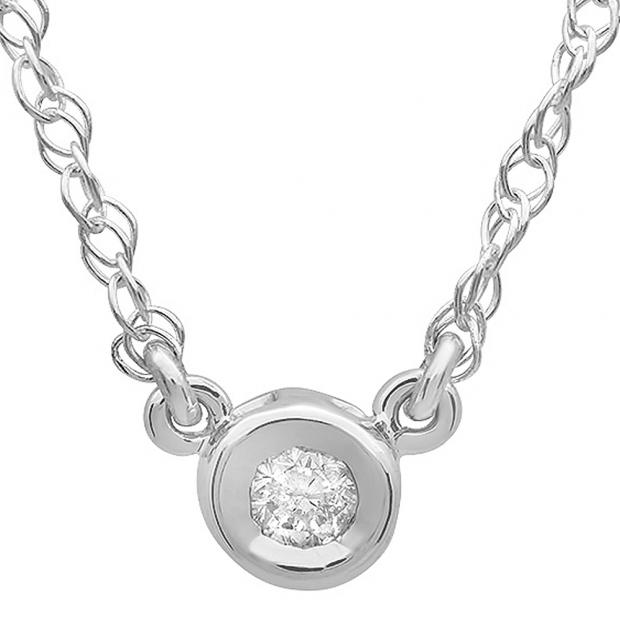 0.25 Carat (ctw) 14K White Gold Round Diamond Ladies Bezel Set Solitaire Pendant 1/4 CT