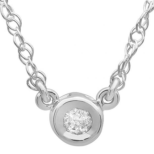 0.33 Carat (ctw) 14K White Gold Round Diamond Ladies Bezel Set Solitaire Pendant 1/3 CT