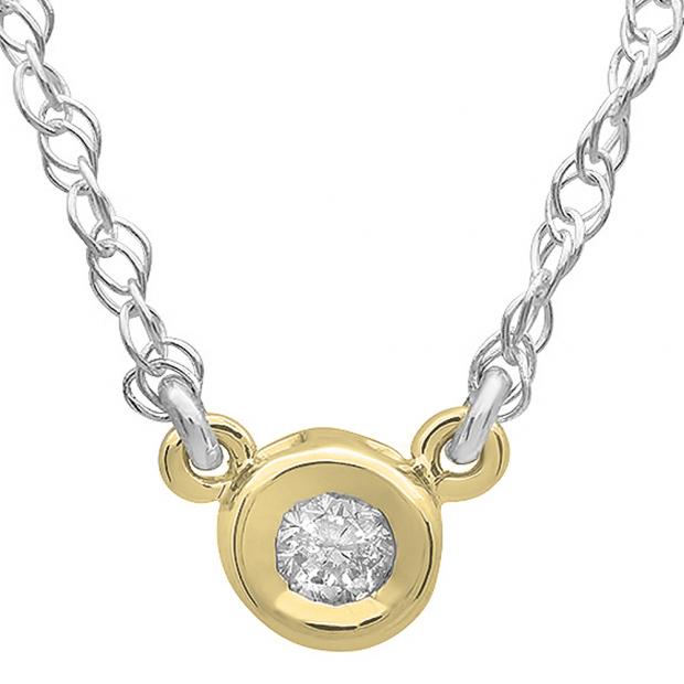 0.25 Carat (ctw) 14K Yellow Gold Round Diamond Ladies Bezel Set Solitaire Pendant 1/4 CT