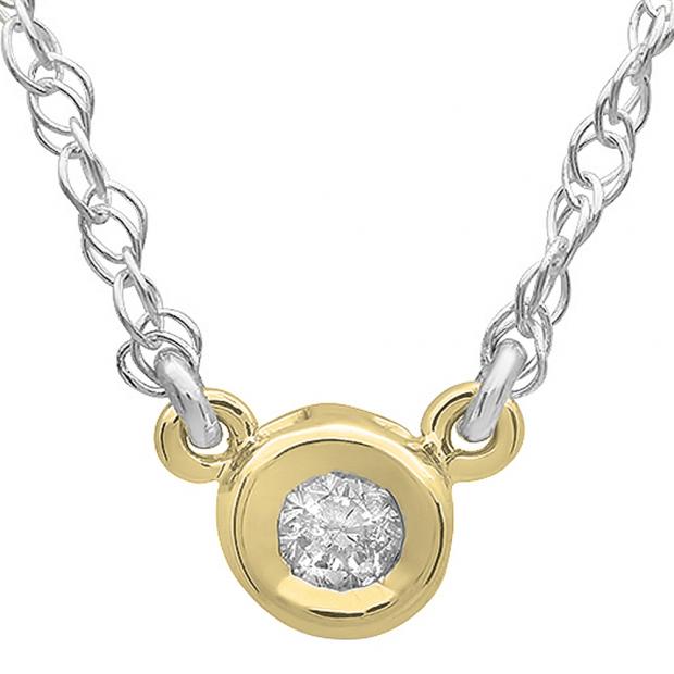 0.33 Carat (ctw) 14K Yellow Gold Round Diamond Ladies Bezel Set Solitaire Pendant 1/3 CT