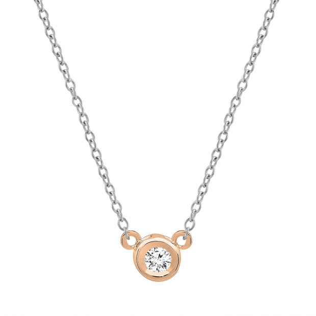 0.05 Carat (ctw) 14k Rose Gold Round Diamond Ladies Bezel Set Solitaire Pendant 1/20 CT
