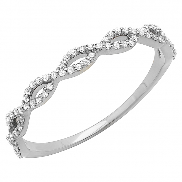 Round White Diamond Infinity Swirl Anniversary Band for Women (0.20 ctw, Color I-J, Clarity I2-I3) in 925 Sterling Silver