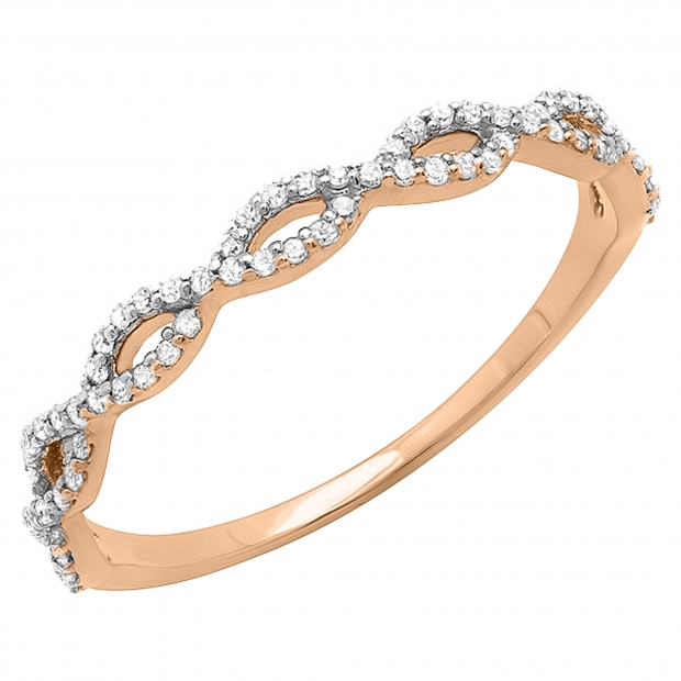 Round White Diamond Infinity Swirl Anniversary Band for Women (0.20 ctw, Color I-J, Clarity I2-I3) in 10K Rose Gold