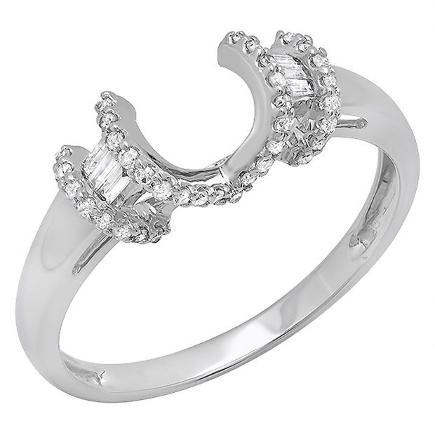 0.20 Carat (ctw) 14k White Gold Round & Baguette Diamond Ladies Anniversary Wedding Band Enhancer Guard Ring 1/5 CT