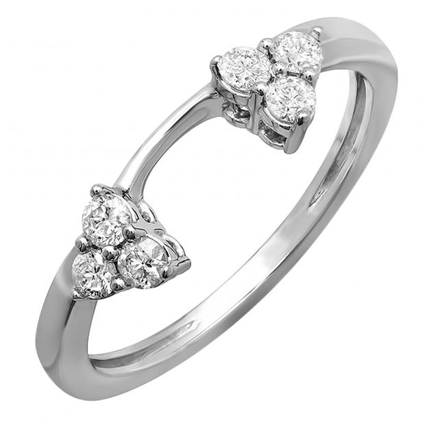 0.30 Carat (ctw) 18K White Gold Round Diamond Ladies Anniversary Wedding Ring Matching Guard Band 1/3 CT