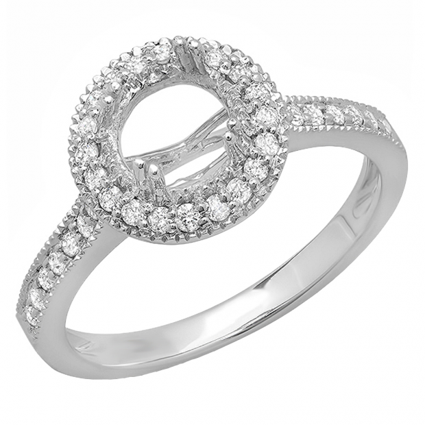 0.35 Carat (ctw) 14K White Gold Round Diamond Ladies Semi Mount Bridal Engagement Ring  1/3 CT (No Center Stone)
