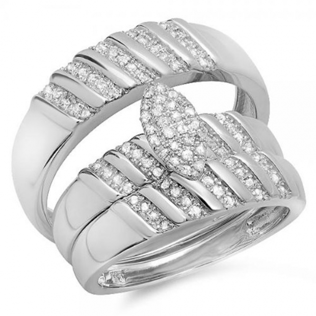 0.40 Carat (ctw) 14K White Gold Round Diamond Men & Women