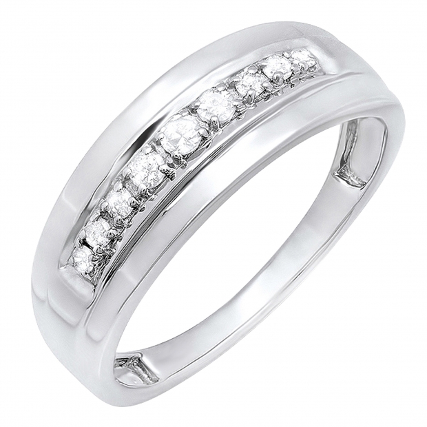 0.23 Carat (ctw) 10K White Gold Round Real Diamond Men