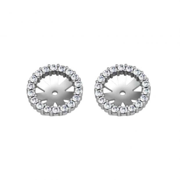 0.85 Carat (ctw) 14k White Gold Round White Diamond Cluster Style Removable Jackets for Stud Earrings