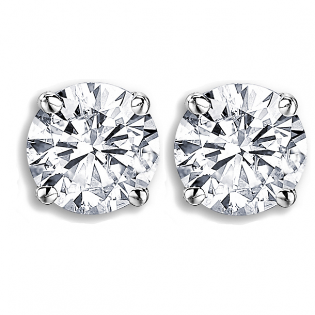 IGI Certified 1.05 Carat (ctw) 14K White Gold Round Cut White Diamond Ladies Stud Earrings 1 CT