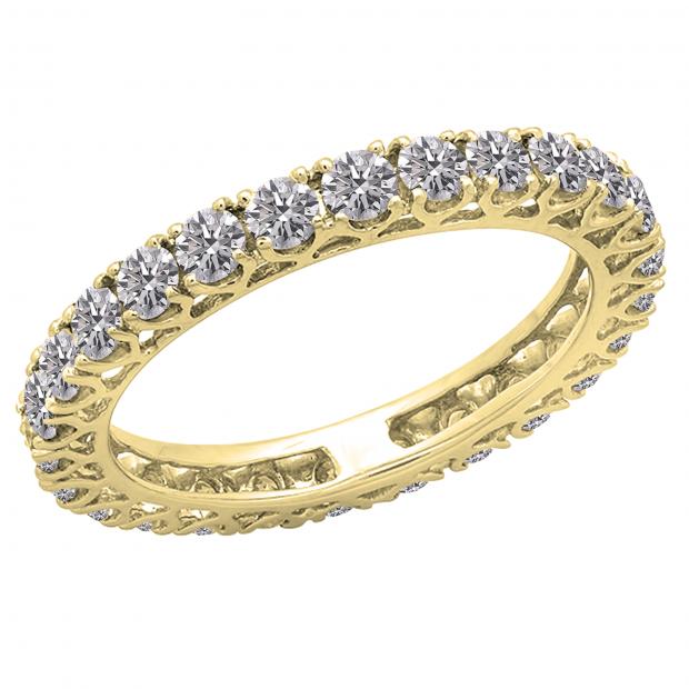 1.45 Carat (ctw) 18K Yellow Gold Round Diamond Ladies Wedding Anniversary Band Stackable Eternity Ring 1 1/2 CT