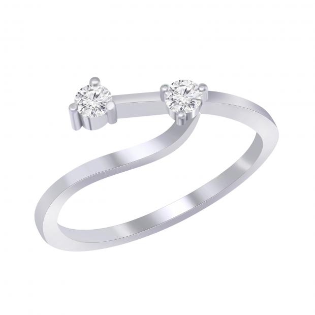 Round White Diamond Dual Stone Swirl Wedding Stackable Band for Women (0.14 ctw Color I-J Clarity I1-I2) in 18K White Gold