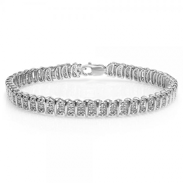 0.50 Carat (ctw) Sterling Silver Round Cut Diamond Ladies Tennis Bracelet 1/2 CT